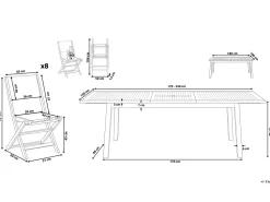 Gartenmöbel Set Akazienholz Hellbraun 8-Sizer Textilbespannung Grau Cesana