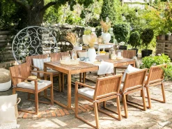 Gartenmöbel Set Akazienholz Hellbraun 8-Sitzer Auflagen Taupe Sassari