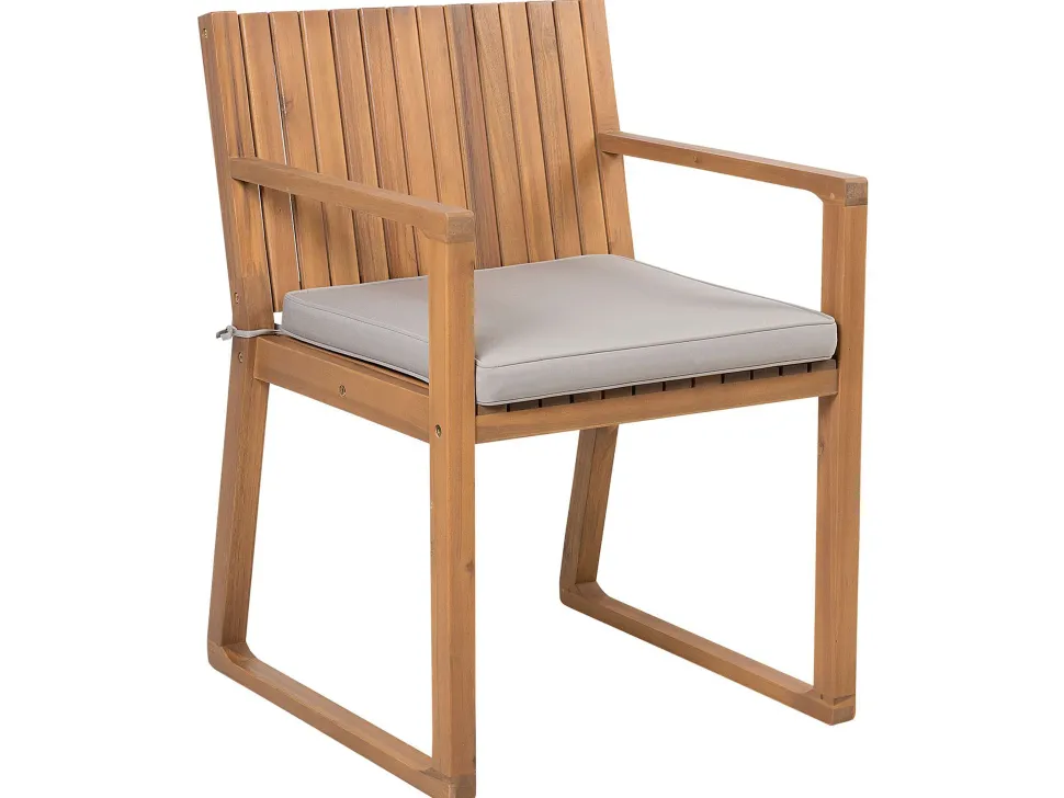 Gartenmöbel Set Akazienholz Hellbraun 8-Sitzer Auflagen Taupe Sassari