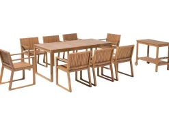 Gartenmöbel Set Akazienholz Hellbraun 8-Sitzer 10-Teilig Sassari
