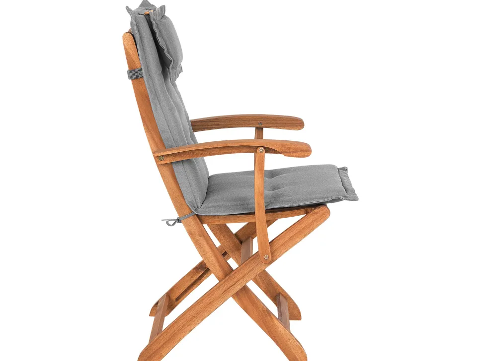 Gartenmöbel Set Akazienholz Hellbraun 8-Sitzer Auflagen Grau Maui