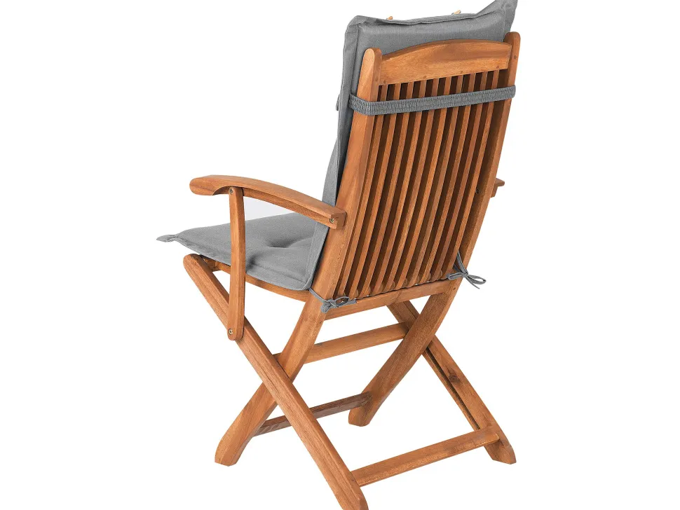Gartenmöbel Set Akazienholz Hellbraun 8-Sitzer Auflagen Grau Maui