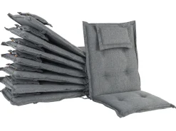 Gartenmöbel Set Akazienholz Hellbraun 8-Sitzer Auflagen Grau Maui