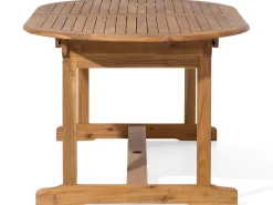 Gartenmöbel Set Akazienholz Hellbraun 8-Sitzer Auflagen Grau Maui