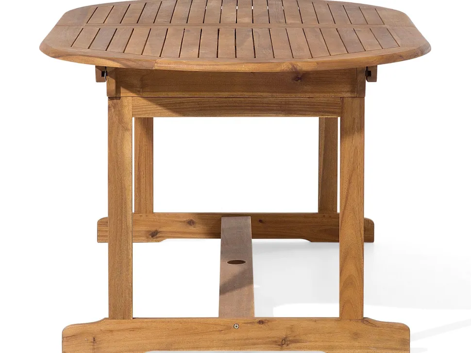 Gartenmöbel Set Akazienholz Hellbraun 8-Sitzer Auflagen Grau Maui