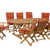 Gartenmöbel Set Akazienholz Hellbraun 8-Sitzer Auflagen Terracotta Maui