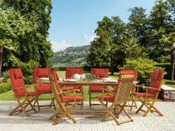 Gartenmöbel Set Akazienholz Hellbraun 8-Sitzer Auflagen Terracotta Maui