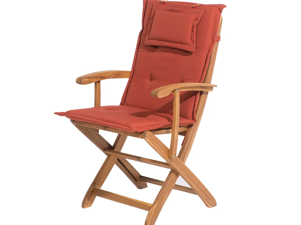 Gartenmöbel Set Akazienholz Hellbraun 8-Sitzer Auflagen Terracotta Maui