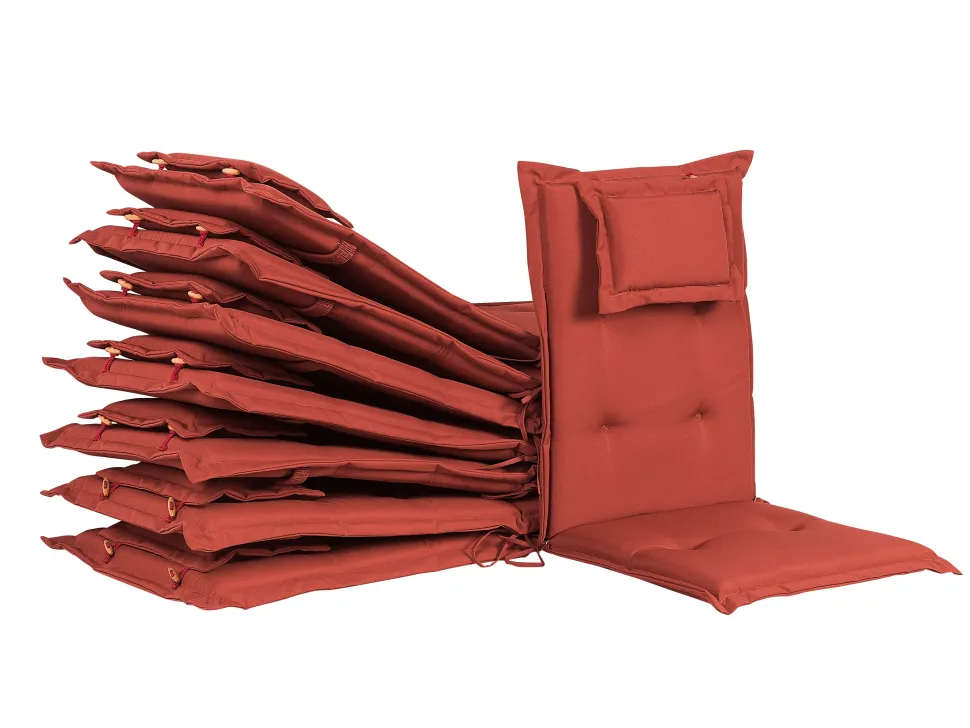 Gartenmöbel Set Akazienholz Hellbraun 8-Sitzer Auflagen Terracotta Maui