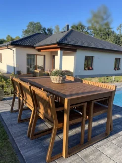 Gartenmöbel Set Akazienholz Hellbraun 6-Sitzer 8-Teilig Sassari