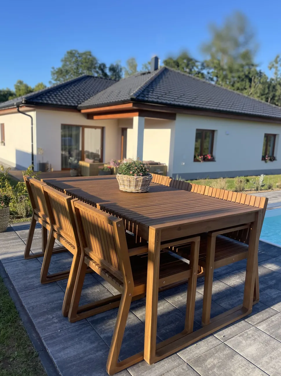 Gartenmöbel Set Akazienholz Hellbraun 6-Sitzer 8-Teilig Sassari
