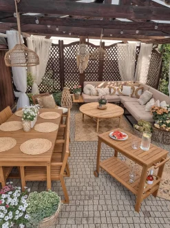 Gartenmöbel Set Akazienholz Hellbraun 6-Sitzer 8-Teilig Sassari