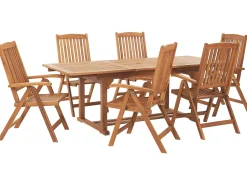 Gartenmöbel Set Akazienholz Hellbraun 6-Sitzer Java