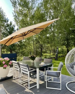 Gartenmöbel Set Aluminium Dunkelgrau 6-Sitzer Pancole