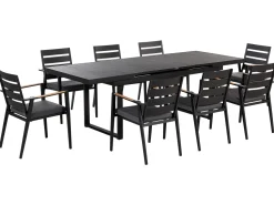 Gartenmöbel Set Aluminium Schwarz 8-Sitzer Auflagen Grau Valcanetto/Taviano