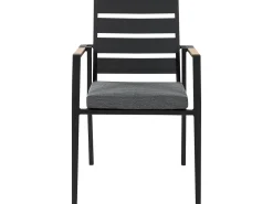 Gartenmöbel Set Aluminium Schwarz 8-Sitzer Auflagen Grau Valcanetto/Taviano