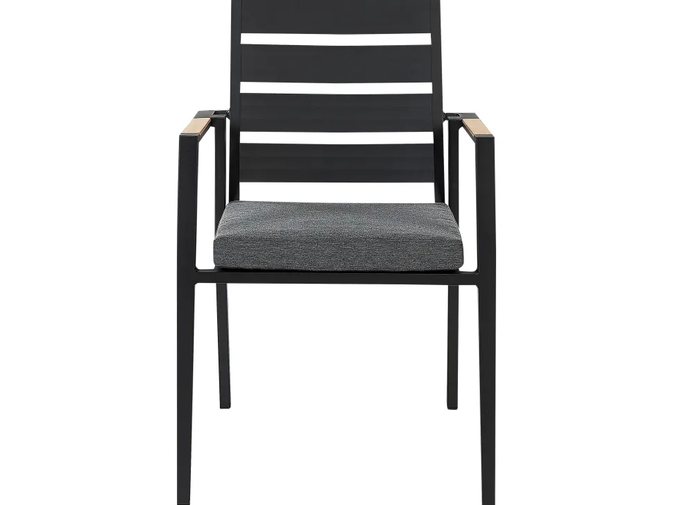 Gartenmöbel Set Aluminium Schwarz 8-Sitzer Auflagen Grau Valcanetto/Taviano