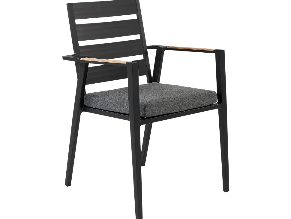 Gartenmöbel Set Aluminium Schwarz 8-Sitzer Auflagen Grau Valcanetto/Taviano