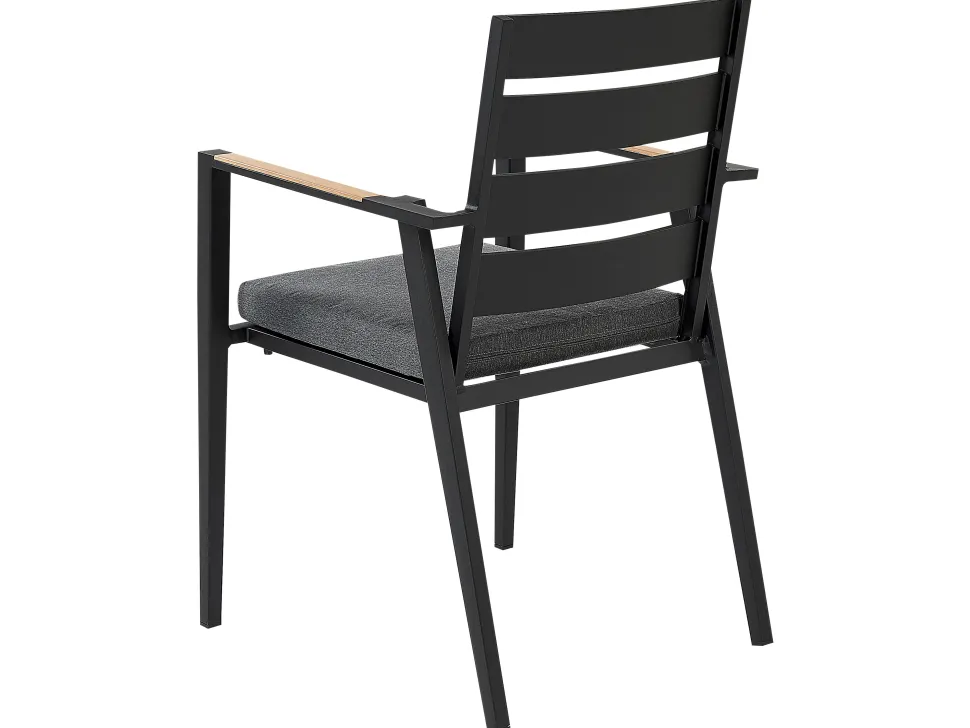 Gartenmöbel Set Aluminium Schwarz 8-Sitzer Auflagen Grau Valcanetto/Taviano