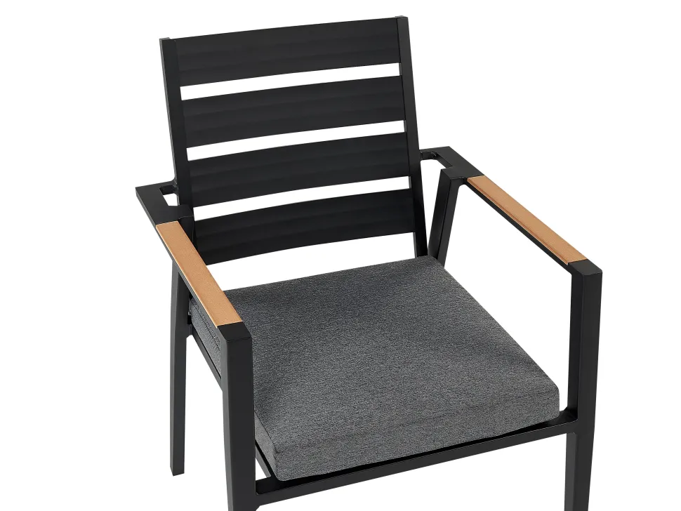 Gartenmöbel Set Aluminium Schwarz 8-Sitzer Auflagen Grau Valcanetto/Taviano