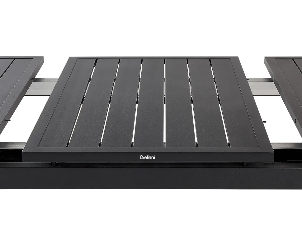 Gartenmöbel Set Aluminium Schwarz 8-Sitzer Auflagen Grau Valcanetto/Taviano
