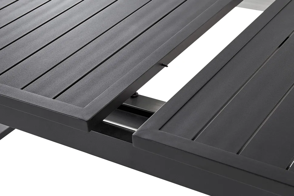Gartenmöbel Set Aluminium Schwarz 8-Sitzer Auflagen Grau Valcanetto/Taviano