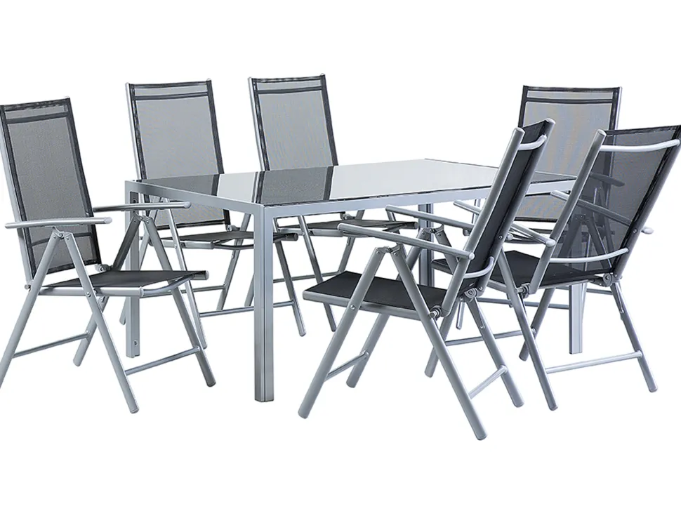 Gartenmöbel Set Aluminium Schwarz 6-Sitzer Catania