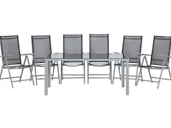 Gartenmöbel Set Aluminium Schwarz 6-Sitzer Catania