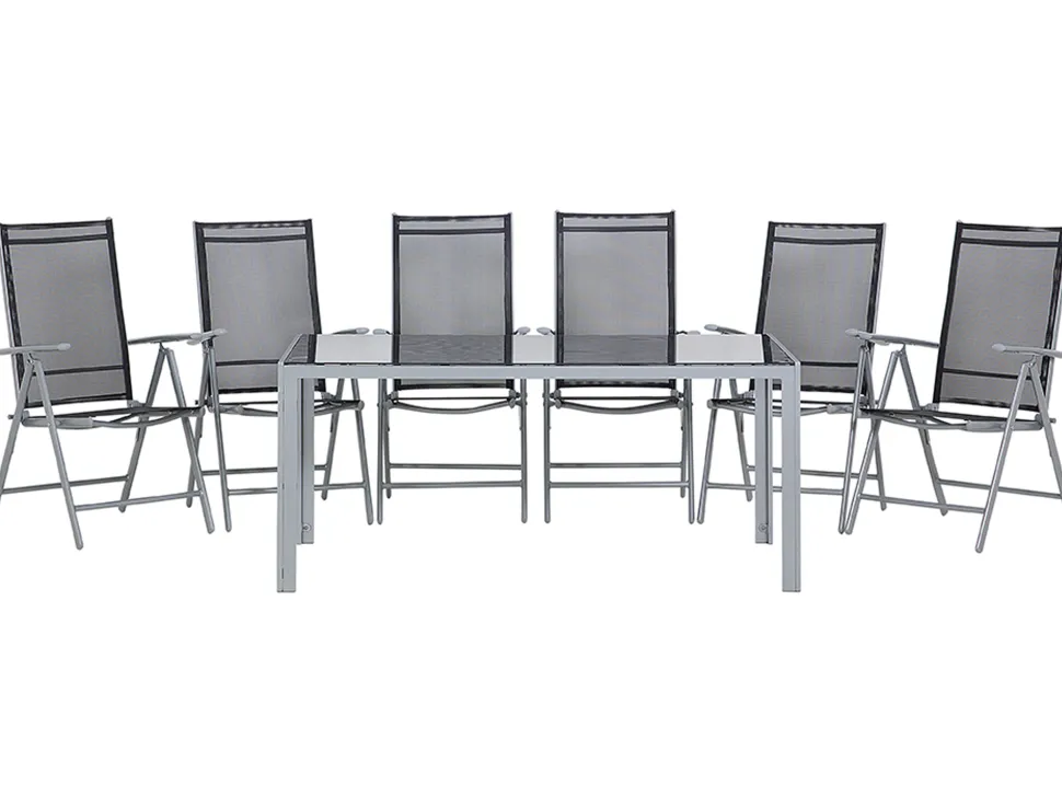 Gartenmöbel Set Aluminium Schwarz 6-Sitzer Catania