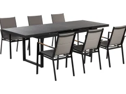 Gartenmöbel Set Aluminium Schwarz / Grau 6-Sitzer Valcanetto/Busseto