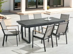 Gartenmöbel Set Aluminium Schwarz / Grau 6-Sitzer Valcanetto/Busseto