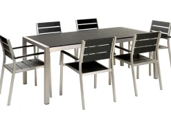 Gartenmöbel Set Aluminium Kunstholz Schwarz 6-Sitzer Vernio