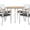 Gartenmöbel Set Aluminium Weis Auflagen Grau 4-Sitzer Cavoli