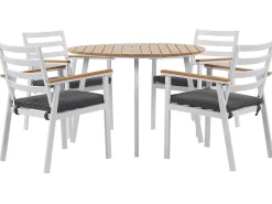 Gartenmöbel Set Aluminium Weis Auflagen Grau 4-Sitzer Cavoli