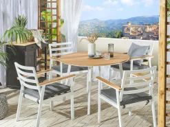 Gartenmöbel Set Aluminium Weis Auflagen Grau 4-Sitzer Cavoli