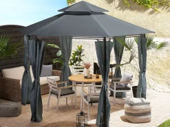 Gartenmöbel Set Aluminium Weis Auflagen Grau 4-Sitzer Cavoli