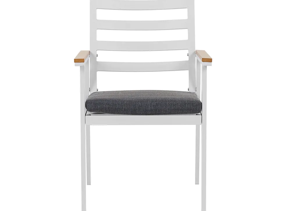 Gartenmöbel Set Aluminium Weis Auflagen Grau 4-Sitzer Cavoli