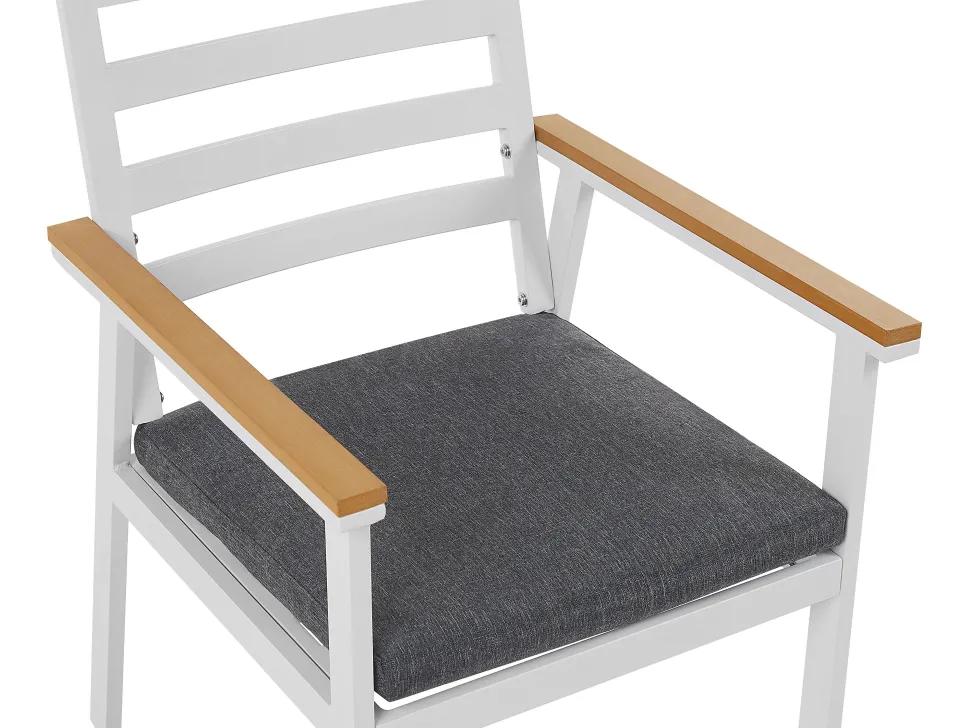 Gartenmöbel Set Aluminium Weis Auflagen Grau 4-Sitzer Cavoli