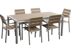 Gartenmöbel Set Aluminium Kunstholz Braun 6-Sitzer Vernio