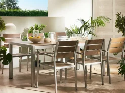 Gartenmöbel Set Aluminium Kunstholz Braun 6-Sitzer Vernio