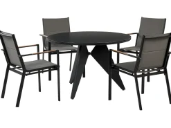 Gartenmöbel Set Aluminium Schwarz / Grau 4-Sitzer Olmetto/Busseto