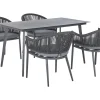 Gartenmöbel Set Aluminium / Flechtseil Grau 4-Sitzer Mileto