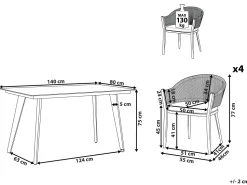 Gartenmöbel Set Aluminium / Flechtseil Grau 4-Sitzer Mileto