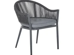 Gartenmöbel Set Aluminium / Flechtseil Grau 4-Sitzer Mileto