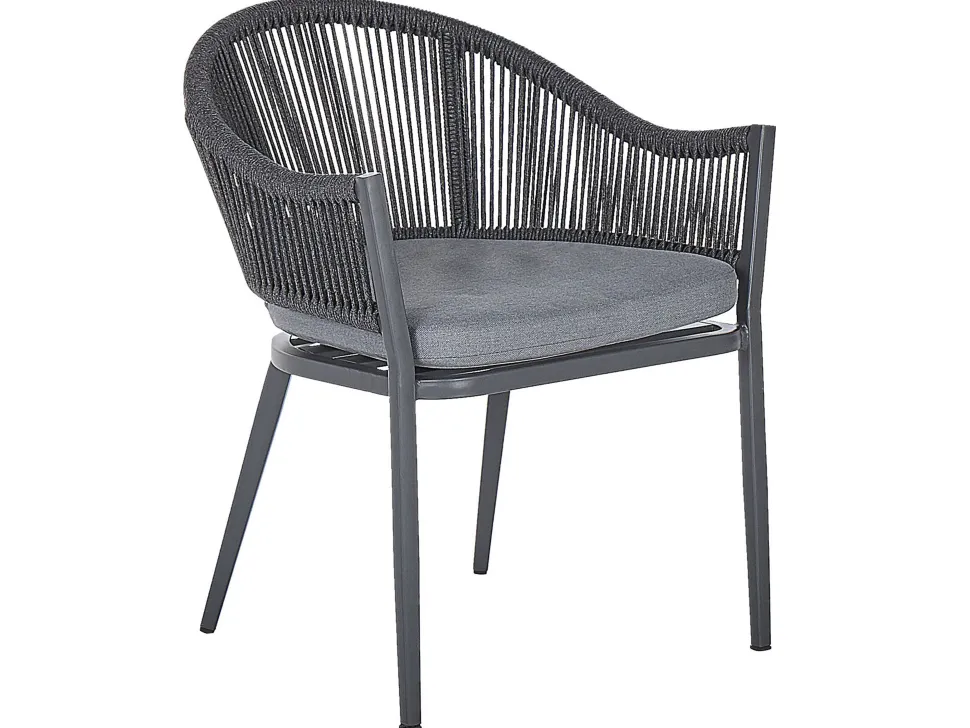 Gartenmöbel Set Aluminium / Flechtseil Grau 4-Sitzer Mileto