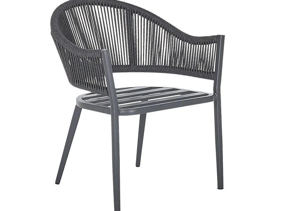 Gartenmöbel Set Aluminium / Flechtseil Grau 4-Sitzer Mileto
