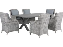 Gartenmöbel Set Aluminium Grau 6-Sitzer Cascais