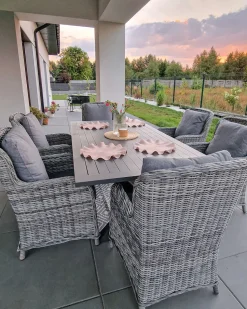 Gartenmöbel Set Aluminium Grau 6-Sitzer Cascais