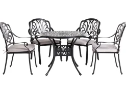 Gartenmöbel Set Aluminium Schwarz 4-Sitzer Ancona
