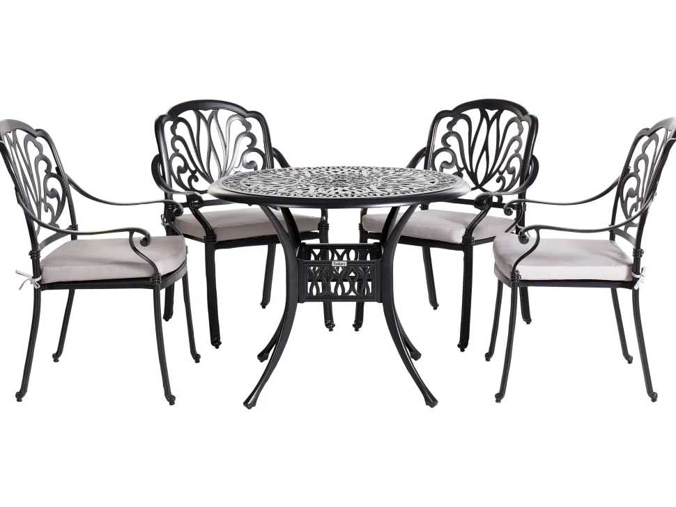 Gartenmöbel Set Aluminium Schwarz 4-Sitzer Ancona